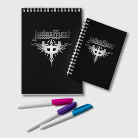 Блокнот с принтом Judas Priest в Петрозаводске, 100% бумага | 48 листов, плотность листов — 60 г/м2, плотность картонной обложки — 250 г/м2. Листы скреплены удобной пружинной спиралью. Цвет линий — светло-серый
 | judas priest | metal | rock | группы | метал | музыка | рок | хард рок | хэви метал