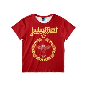Детская футболка 3D с принтом Judas Priest в Петрозаводске, 100% гипоаллергенный полиэфир | прямой крой, круглый вырез горловины, длина до линии бедер, чуть спущенное плечо, ткань немного тянется | Тематика изображения на принте: judas priest | metal | rock | группы | метал | музыка | рок | хард рок | хэви метал