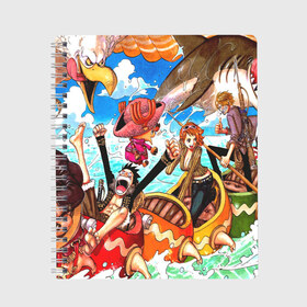 Тетрадь с принтом One Piece в Петрозаводске, 100% бумага | 48 листов, плотность листов — 60 г/м2, плотность картонной обложки — 250 г/м2. Листы скреплены сбоку удобной пружинной спиралью. Уголки страниц и обложки скругленные. Цвет линий — светло-серый
 | anime | asian | asiatic | big | cat | crow | giant | hat | huge | japonese | karasu | kyojin | manga | neko | one piece | oppai | oriental | power | powerful | tophat | weapon | woma | аниме | манга | япония