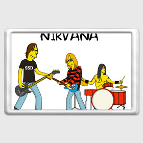 Магнит 45*70 с принтом Nirvana в стиле simpsons в Петрозаводске, Пластик | Размер: 78*52 мм; Размер печати: 70*45 | nirvana | simpsons | барабаны | басы | гитара | курт | курт кобейн | музыканты | мультик | нирвана | рок | симпсоны