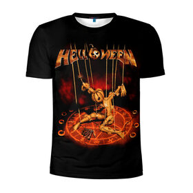 Мужская футболка 3D спортивная с принтом Helloween в Петрозаводске, 100% полиэстер с улучшенными характеристиками | приталенный силуэт, круглая горловина, широкие плечи, сужается к линии бедра | heavy metal | helloween | metal | группа | метал | музыка | пауэр метал | рок | хэви метал