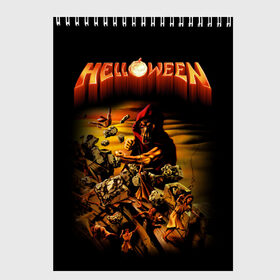 Скетчбук с принтом Helloween в Петрозаводске, 100% бумага
 | 48 листов, плотность листов — 100 г/м2, плотность картонной обложки — 250 г/м2. Листы скреплены сверху удобной пружинной спиралью | heavy metal | helloween | metal | группа | метал | музыка | пауэр метал | рок | хэви метал