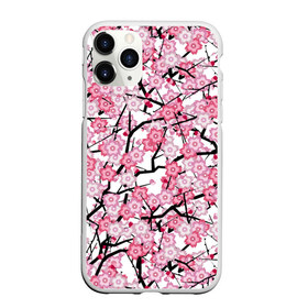 Чехол для iPhone 11 Pro Max матовый с принтом Сакура в Петрозаводске, Силикон |  | blossoms | cherry | flower | pink | sakura | spring | white | абстракция | белые | весна | ветки | вишня | графика | иллюстрация | картинка | лепестки | мода | молодежная | орнамент | природа | рисунок | розовые | сакура