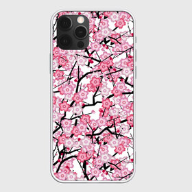 Чехол для iPhone 12 Pro Max с принтом Сакура в Петрозаводске, Силикон |  | blossoms | cherry | flower | pink | sakura | spring | white | абстракция | белые | весна | ветки | вишня | графика | иллюстрация | картинка | лепестки | мода | молодежная | орнамент | природа | рисунок | розовые | сакура