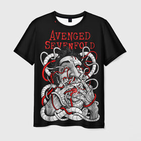 Мужская футболка 3D с принтом Avenged Sevenfold в Петрозаводске, 100% полиэфир | прямой крой, круглый вырез горловины, длина до линии бедер | 