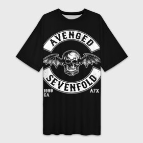 Платье-футболка 3D с принтом Avenged Sevenfold в Петрозаводске,  |  | a7x | avenged sevenfold | heavy metal | metal | группы | метал | музыка | прогрессивный метал | рок | хард рок | хэви метал