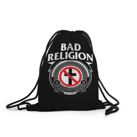 Рюкзак-мешок 3D с принтом Bad Religion в Петрозаводске, 100% полиэстер | плотность ткани — 200 г/м2, размер — 35 х 45 см; лямки — толстые шнурки, застежка на шнуровке, без карманов и подкладки | Тематика изображения на принте: bad religion | hardcore | punk | группы | музыка | панк | панк рок | рок