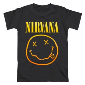 Мужская футболка хлопок с принтом NIRVANA в Петрозаводске, 100% хлопок | прямой крой, круглый вырез горловины, длина до линии бедер, слегка спущенное плечо. | nirvana | альтернативный рок | гранж | группа | курт кобейн | логотип нирвана | музыка | нирвана | песни | рок