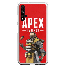 Чехол для Honor 20 с принтом CAUSTIC APEX LEGENDS в Петрозаводске, Силикон | Область печати: задняя сторона чехла, без боковых панелей | Тематика изображения на принте: apex | caustic | legend | legends | titanfall | апекс | арех | бангалор | бладхаунд | гибралтар | каустик | лайфлайн | ледженд | леджендс | мираж | орех | рэйф