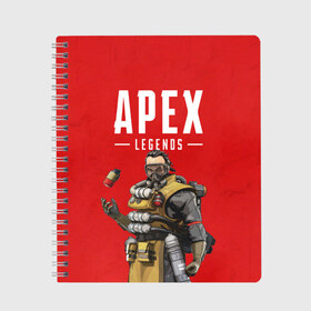 Тетрадь с принтом CAUSTIC APEX LEGENDS в Петрозаводске, 100% бумага | 48 листов, плотность листов — 60 г/м2, плотность картонной обложки — 250 г/м2. Листы скреплены сбоку удобной пружинной спиралью. Уголки страниц и обложки скругленные. Цвет линий — светло-серый
 | apex | caustic | legend | legends | titanfall | апекс | арех | бангалор | бладхаунд | гибралтар | каустик | лайфлайн | ледженд | леджендс | мираж | орех | рэйф