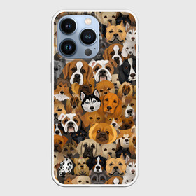 Чехол для iPhone 13 Pro с принтом Собаки в Петрозаводске,  |  | бульдог | вельшкорги | весёлые | гончая | графика | далматинец | добрые | домашние | животные | иллюстрация | картинка | кинолог | коллаж | колли | лайка | мастиф | мода | молодежная | п | пемброк