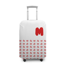 Чехол для чемодана 3D с принтом MARSHMELLO в Петрозаводске, 86% полиэфир, 14% спандекс | двустороннее нанесение принта, прорези для ручек и колес | marsh | marshmallow | marshmello | marshmelo | mello | music | smile | диджей | лого | маршмеллов | маршмеллоу | маршмеллу | маршмело | маршмелов | маршмелоу | музыка | музыкант | рожица | трэп | улыбка | хаус
