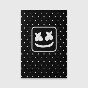 Обложка для паспорта матовая кожа с принтом MARSHMELLO в Петрозаводске, натуральная матовая кожа | размер 19,3 х 13,7 см; прозрачные пластиковые крепления | marsh | marshmallow | marshmello | marshmelo | mello | music | smile | диджей | лого | маршмеллов | маршмеллоу | маршмеллу | маршмело | маршмелов | маршмелоу | музыка | музыкант | рожица | трэп | улыбка | хаус