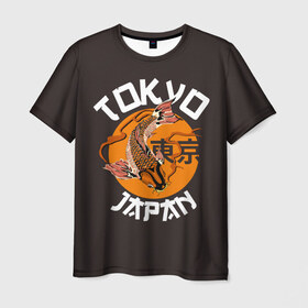 Мужская футболка 3D с принтом Токио в Петрозаводске, 100% полиэфир | прямой крой, круглый вырез горловины, длина до линии бедер | Тематика изображения на принте: carp | city | country | fashio | fish | gold | great | hieroglyphs | japan | koi | sun | symbol | tokyo | акварель | большое | город | графика | золотая | иероглифы | иллюстрация | карп | картинка | кои | мода | рисунок | рыбка | символ | солнце