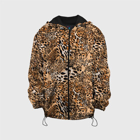 Детская куртка 3D с принтом Леопард в Петрозаводске, 100% полиэстер | застежка — молния, подол и капюшон оформлены резинкой с фиксаторами, по бокам — два кармана без застежек, один потайной карман на груди, плотность верхнего слоя — 90 г/м2; плотность флисового подклада — 260 г/м2 | Тематика изображения на принте: camouflage | cat | disguise | fashion | illustration | jungle | leopard | predator | skin | spots | style | wild | youth | графика | джунгли | дикий | иллюстрация | камуфляж | картинка | кошка | леопард | маскировка | мода | молодежная | пятна | рисунок |