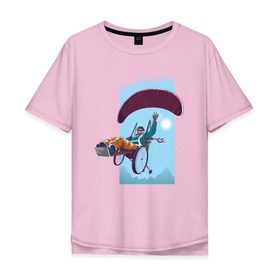 Мужская футболка хлопок Oversize с принтом Параплан в Петрозаводске, 100% хлопок | свободный крой, круглый ворот, “спинка” длиннее передней части | для инвалидов | инвалид | коляска | параплан | парашют | полет