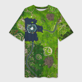 Платье-футболка 3D с принтом FORTNITE Map в Петрозаводске,  |  | battle | boss | floss | fort | fortnite | game | games | island | lama | map | nite | pubg | royale | survival | битва | дроп | игра | игры | карта | королевская | лама | массакр | найт | остров | пабг | форт | фортнайт
