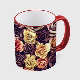 Кружка 3D с принтом Шоколадные розы в Петрозаводске, керамика | ёмкость 330 мл | бабушке | девочке | девушке | дочке | желтые цветы | женщине | маме | подруге | природа | розовые цветы | розы | сестре | теще | тюльпаны | цветы