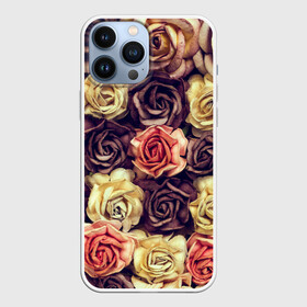 Чехол для iPhone 13 Pro Max с принтом Шоколадные розы в Петрозаводске,  |  | бабушке | девочке | девушке | дочке | желтые цветы | женщине | маме | подруге | природа | розовые цветы | розы | сестре | теще | тюльпаны | цветы