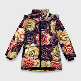 Зимняя куртка для девочек 3D с принтом Шоколадные розы в Петрозаводске, ткань верха — 100% полиэстер; подклад — 100% полиэстер, утеплитель — 100% полиэстер. | длина ниже бедра, удлиненная спинка, воротник стойка и отстегивающийся капюшон. Есть боковые карманы с листочкой на кнопках, утяжки по низу изделия и внутренний карман на молнии. 

Предусмотрены светоотражающий принт на спинке, радужный светоотражающий элемент на пуллере молнии и на резинке для утяжки. | бабушке | девочке | девушке | дочке | желтые цветы | женщине | маме | подруге | природа | розовые цветы | розы | сестре | теще | тюльпаны | цветы