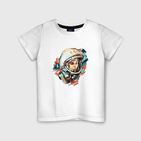 Детская футболка хлопок с принтом Гагарин в Петрозаводске, 100% хлопок | круглый вырез горловины, полуприлегающий силуэт, длина до линии бедер | 12 апреля | астронавт | вселенная | день космонавтики | звезды | космонавт | космос | луна | планета | поехали | полет | ссср | юрий