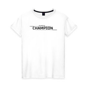 Женская футболка хлопок с принтом Apex legends - champion в Петрозаводске, 100% хлопок | прямой крой, круглый вырез горловины, длина до линии бедер, слегка спущенное плечо | 