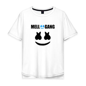 Мужская футболка хлопок Oversize с принтом Marshmello (Mellogang) в Петрозаводске, 100% хлопок | свободный крой, круглый ворот, “спинка” длиннее передней части | christopher comstock | dj | logo | marshmello | music | диджей | клубная музыка | клубняк | крис комсток | логотип | маршмеллоу | музыка