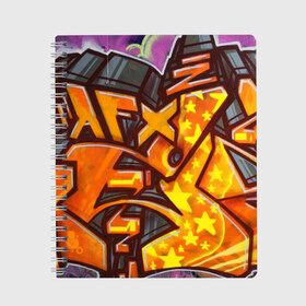 Тетрадь с принтом graffiti color в Петрозаводске, 100% бумага | 48 листов, плотность листов — 60 г/м2, плотность картонной обложки — 250 г/м2. Листы скреплены сбоку удобной пружинной спиралью. Уголки страниц и обложки скругленные. Цвет линий — светло-серый
 | graffiti | paint | street art | urban | город | граффити | искусство | кирпичи | краски | рисунки | стена | улицы | уличное искусство