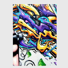 Скетчбук с принтом NEON GRAFFITI в Петрозаводске, 100% бумага
 | 48 листов, плотность листов — 100 г/м2, плотность картонной обложки — 250 г/м2. Листы скреплены сверху удобной пружинной спиралью | grafity | paint | street art | urban | город | граффити | искусство | кирпичи | краски | рисунки | стена | улицы | уличное искусство