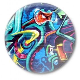 Значок с принтом STREET FASHION в Петрозаводске,  металл | круглая форма, металлическая застежка в виде булавки | grafity | paint | street art | urban | город | граффити | искусство | кирпичи | краски | рисунки | стена | улицы | уличное искусство
