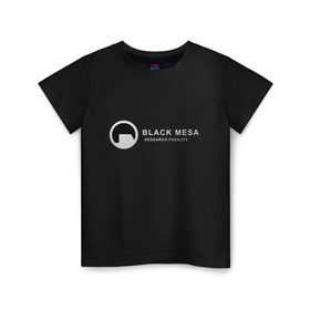 Детская футболка хлопок с принтом Black mesa logo в Петрозаводске, 100% хлопок | круглый вырез горловины, полуприлегающий силуэт, длина до линии бедер | Тематика изображения на принте: black mesa | black mesa logo | research facility