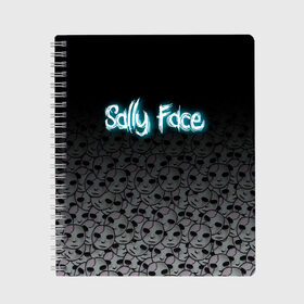Тетрадь с принтом SALLY FACE в Петрозаводске, 100% бумага | 48 листов, плотность листов — 60 г/м2, плотность картонной обложки — 250 г/м2. Листы скреплены сбоку удобной пружинной спиралью. Уголки страниц и обложки скругленные. Цвет линий — светло-серый
 | sally face | sally face игра. | sally face ларри | ларри салли фейс | одежда салли фейс | салли фейс | салли фейс арт