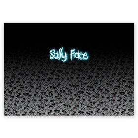 Поздравительная открытка с принтом SALLY FACE в Петрозаводске, 100% бумага | плотность бумаги 280 г/м2, матовая, на обратной стороне линовка и место для марки
 | sally face | sally face игра. | sally face ларри | ларри салли фейс | одежда салли фейс | салли фейс | салли фейс арт