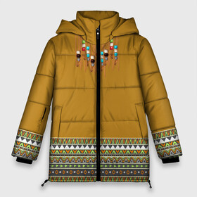Женская зимняя куртка 3D с принтом индейское национальное платье в Петрозаводске, верх — 100% полиэстер; подкладка — 100% полиэстер; утеплитель — 100% полиэстер | длина ниже бедра, силуэт Оверсайз. Есть воротник-стойка, отстегивающийся капюшон и ветрозащитная планка. 

Боковые карманы с листочкой на кнопках и внутренний карман на молнии | ethno | indians | native american | ttibal | америка | индейцы | трибал | узор. орнамент | этника