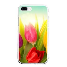 Чехол для iPhone 7Plus/8 Plus матовый с принтом Тюльпаны в Петрозаводске, Силикон | Область печати: задняя сторона чехла, без боковых панелей | бабушке | девочке | девушке | дочке | желтые цветы | женщине | маме | подруге | природа | розовые цветы | розы | сестре | теще | тюльпаны | цветы