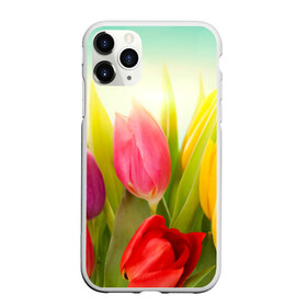 Чехол для iPhone 11 Pro матовый с принтом Тюльпаны в Петрозаводске, Силикон |  | бабушке | девочке | девушке | дочке | желтые цветы | женщине | маме | подруге | природа | розовые цветы | розы | сестре | теще | тюльпаны | цветы