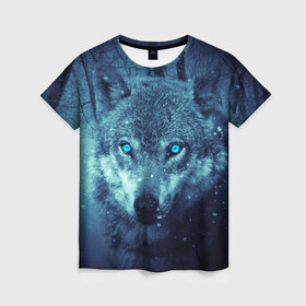 Женская футболка 3D с принтом Волк в Петрозаводске, 100% полиэфир ( синтетическое хлопкоподобное полотно) | прямой крой, круглый вырез горловины, длина до линии бедер | волк | волки | волчица | преданность