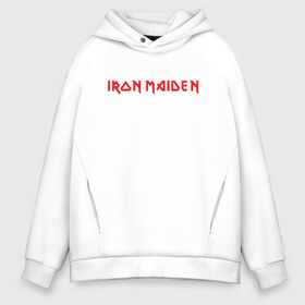 Мужское худи Oversize хлопок с принтом Iron Maiden в Петрозаводске, френч-терри — 70% хлопок, 30% полиэстер. Мягкий теплый начес внутри —100% хлопок | боковые карманы, эластичные манжеты и нижняя кромка, капюшон на магнитной кнопке | heavy metal | iron maiden | metal | music