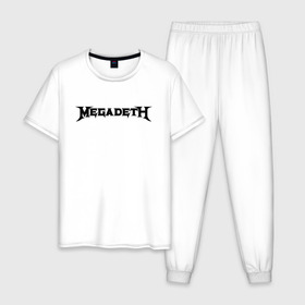 Мужская пижама хлопок с принтом Megadeth в Петрозаводске, 100% хлопок | брюки и футболка прямого кроя, без карманов, на брюках мягкая резинка на поясе и по низу штанин
 | 