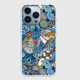 Чехол для iPhone 13 Pro с принтом Морской коллаж в Петрозаводске,  |  | mari | весло | волны | галька | графика | детский | иллюстрация | канат | карта | картинка | коллаж | компас | корабль | маяк | мода | море | морской | облако | океан | птица | рисунок | рыбы | солнце | стиль