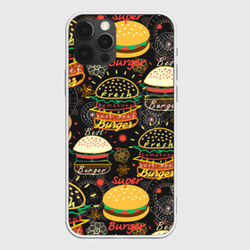 Чехол для iPhone 12 Pro Max с принтом Гамбургеры в Петрозаводске, Силикон |  | Тематика изображения на принте: hamburgers | sandwic | булочка | бутерброды | быстрая | гамбургер | гамбургеры | геометрический | графика | еда | зелень | иллюстрация | картинка | кунжут | мода | мясо | надпись | орнамент | рисунок | свежий