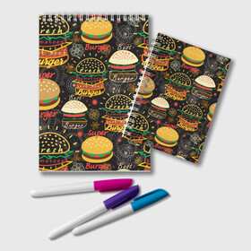Блокнот с принтом Гамбургеры в Петрозаводске, 100% бумага | 48 листов, плотность листов — 60 г/м2, плотность картонной обложки — 250 г/м2. Листы скреплены удобной пружинной спиралью. Цвет линий — светло-серый
 | Тематика изображения на принте: hamburgers | sandwic | булочка | бутерброды | быстрая | гамбургер | гамбургеры | геометрический | графика | еда | зелень | иллюстрация | картинка | кунжут | мода | мясо | надпись | орнамент | рисунок | свежий