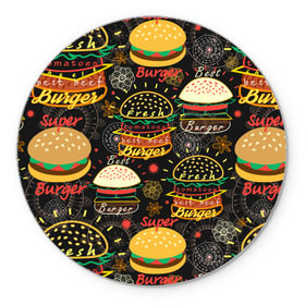 Коврик круглый с принтом Гамбургеры в Петрозаводске, резина и полиэстер | круглая форма, изображение наносится на всю лицевую часть | Тематика изображения на принте: hamburgers | sandwic | булочка | бутерброды | быстрая | гамбургер | гамбургеры | геометрический | графика | еда | зелень | иллюстрация | картинка | кунжут | мода | мясо | надпись | орнамент | рисунок | свежий