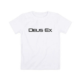 Детская футболка хлопок с принтом DEUS EX в Петрозаводске, 100% хлопок | круглый вырез горловины, полуприлегающий силуэт, длина до линии бедер | cyberpunk | deus ex | future | game | будущ | игра | киберпанк