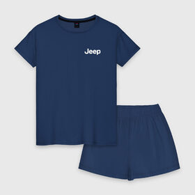 Женская пижама с шортиками хлопок с принтом JEEP в Петрозаводске, 100% хлопок | футболка прямого кроя, шорты свободные с широкой мягкой резинкой | auto | jeep | sport | авто | автомобиль | автомобильные | бренд | джип | марка | машины | спорт