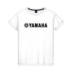 Женская футболка хлопок с принтом YAMAHA в Петрозаводске, 100% хлопок | прямой крой, круглый вырез горловины, длина до линии бедер, слегка спущенное плечо | bike | moto | motorcycle | r1 | r6 | yamaha | байк | мото | мотоциклы | ямаха
