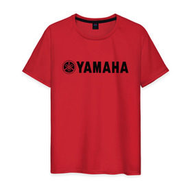 Мужская футболка хлопок с принтом YAMAHA в Петрозаводске, 100% хлопок | прямой крой, круглый вырез горловины, длина до линии бедер, слегка спущенное плечо. | bike | moto | motorcycle | r1 | r6 | yamaha | байк | мото | мотоциклы | ямаха