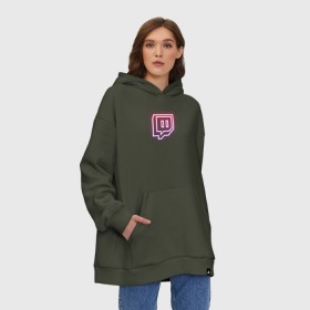 Худи SuperOversize хлопок с принтом Twitch Neon в Петрозаводске, 70% хлопок, 30% полиэстер, мягкий начес внутри | карман-кенгуру, эластичная резинка на манжетах и по нижней кромке, двухслойный капюшон
 | twitch | неон | твитч | твич