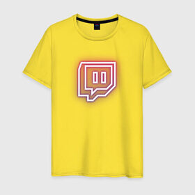 Мужская футболка хлопок с принтом Twitch Neon в Петрозаводске, 100% хлопок | прямой крой, круглый вырез горловины, длина до линии бедер, слегка спущенное плечо. | twitch | неон | твитч | твич