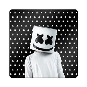 Магнит виниловый Квадрат с принтом MARSHMELLO Black в Петрозаводске, полимерный материал с магнитным слоем | размер 9*9 см, закругленные углы | marsh | marshmallow | marshmello | marshmelo | mello | music | smile | диджей | лого | маршмеллов | маршмеллоу | маршмеллу | маршмело | маршмелов | маршмелоу | музыка | музыкант | рожица | трэп | улыбка | хаус